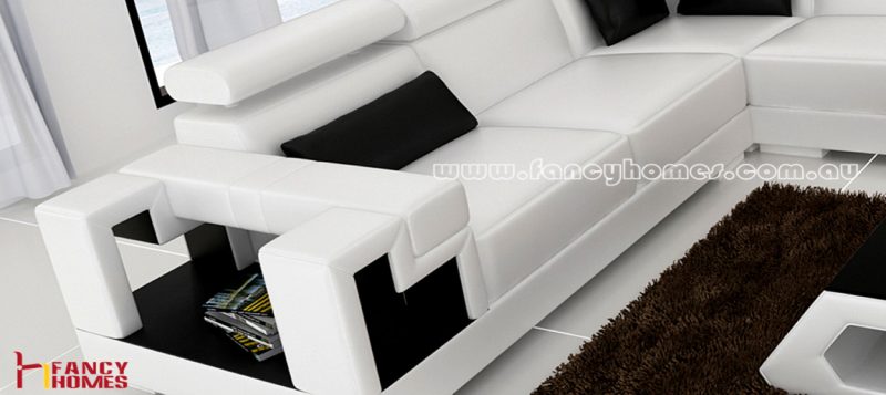 The storage armrests of Fancy Homes Aliant-B corner leather sofa