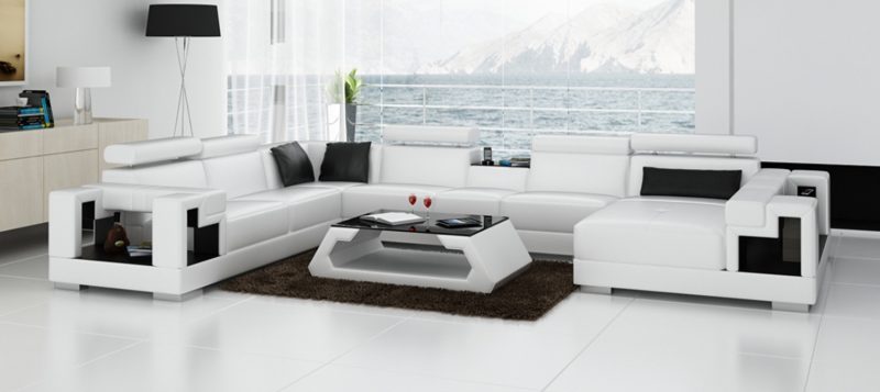 Fancy Homes Aliant modular leather sofa in white and black colour