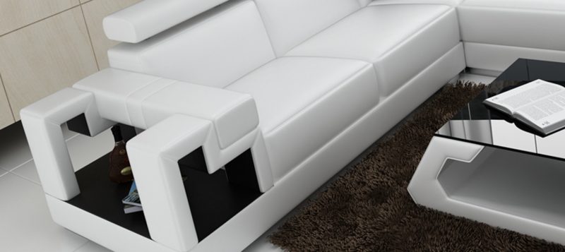 Fancy Homes Alaint modular leather sofa features storage armrests