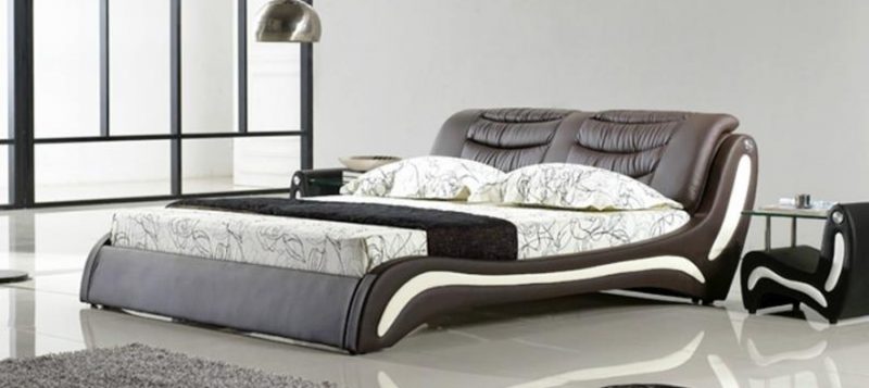 Fancy Homes Dabria Italian leather bed frame leather beds features two-tone colour