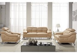 Fancy Homes Diana lounges suites leather sofa in beige leather featuring contemporary design and adjustable headrests