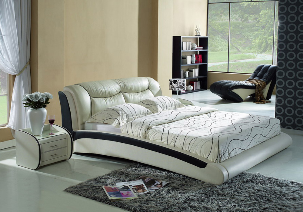 PAOLAContemporary Italian Leather Bed Frame Fancy Homes