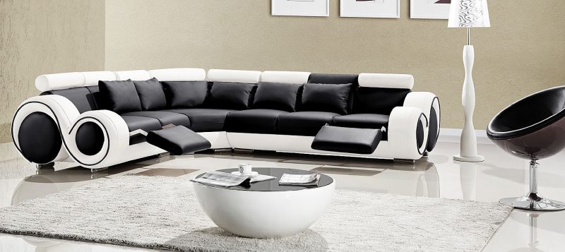 Fancy Homes Ruota-C modular leather sofa in black and white leather