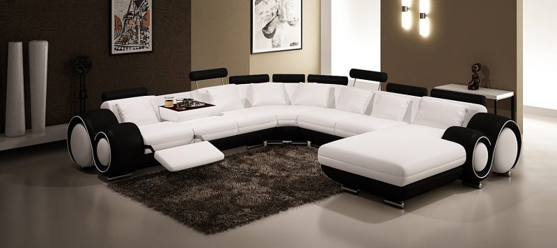 Fancy Homes Ruota-D modular leather sofa in white and black leather