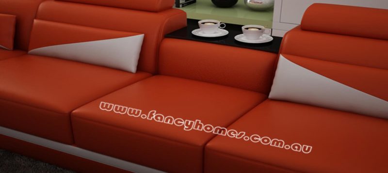 Fancy Homes Savino modular leather sofa features in-built middle table