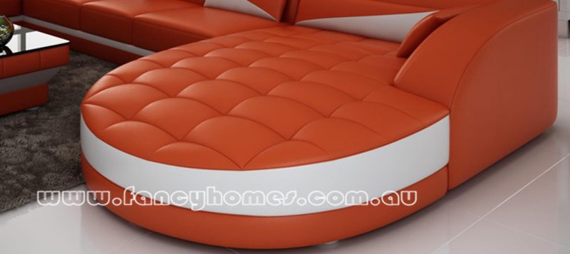 Fancy Homes Savino modular leather sofa features round chaise for ultimate relaxation