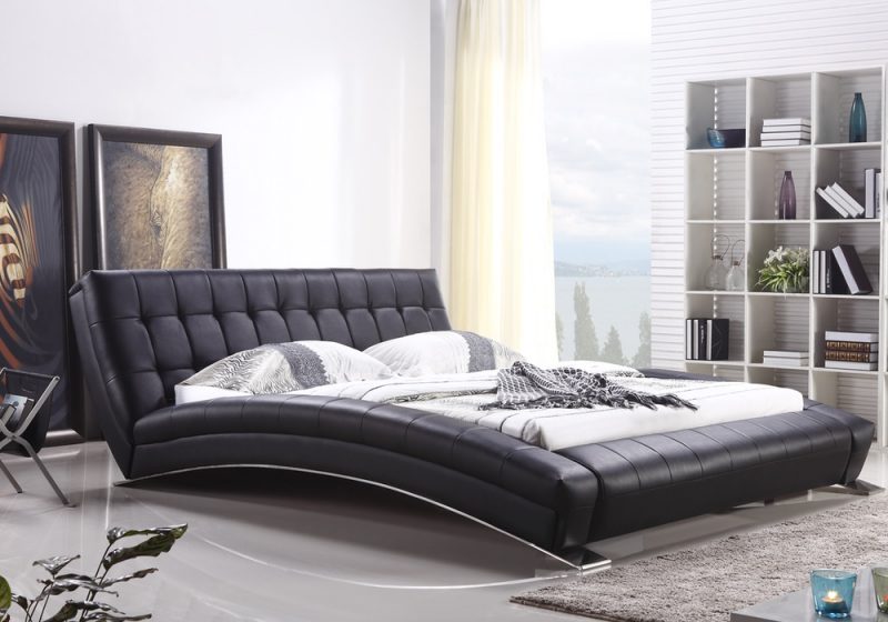 Fancy Homes Tad Leather Bed Frame, Leather Beds in Black