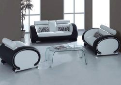 Fancy Homes Tammy lounges suites leather sofa in white and black leather