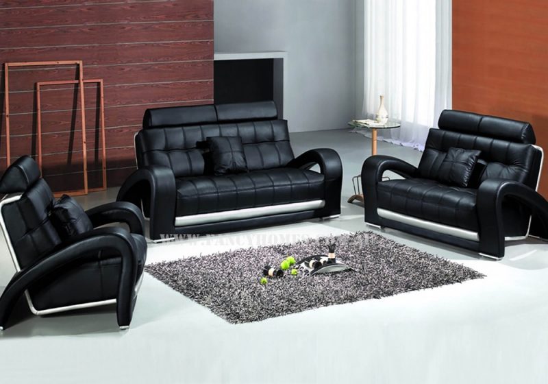 Fancy Homes Alfa lounges suites leather sofa in black leather featuring adjustable headrests