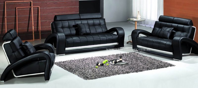 Fancy Homes Alfa lounges suites leather sofa in black leather