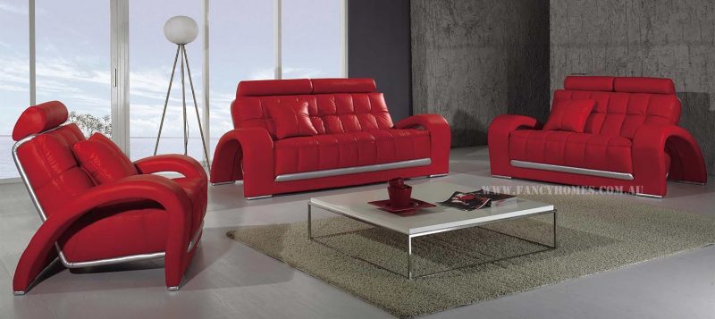 Fancy Homes Alfa lounges suites leather sofa in red leather