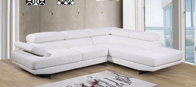 Fancy Homes Anta chaise leather sofa in white leather