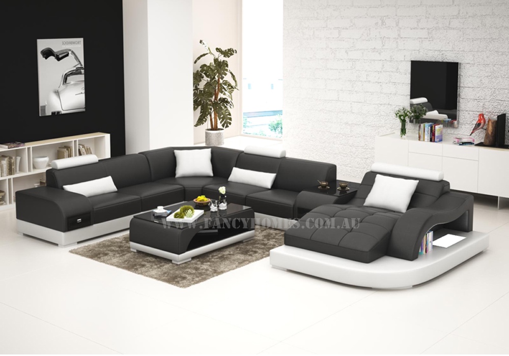 Buy Aura Contemporary Modular Leather Sofa | Fancy Homes