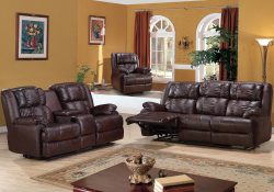 Fancy Homes Bennet recliner leather sofa in brown leather