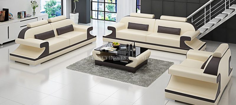 Fancy Homes Bruno-D lounges suites leather sofa in beige and brown leather