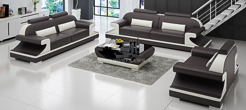 Fancy Homes Bruno-D lounges suites leather sofa in brown and white leather