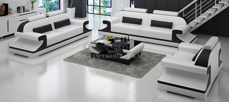 Fancy Homes Bruno-D lounges suites leather sofa in white and black leather