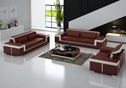 Fancy Homes Carrie-D lounges suites leather sofa in maroon and white leather featured with stylish armrests and adjustable headrests