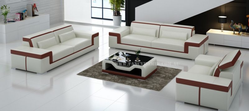 Fancy Homes Carrie-D lounges suites leather sofa in white and maroon leather