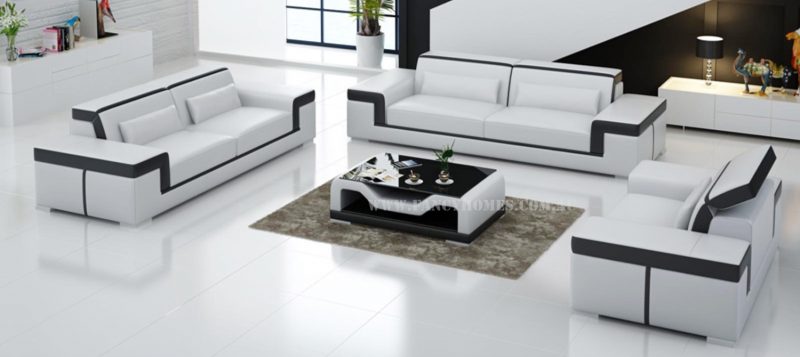 Fancy Homes Carrie-D lounges suites leather sofa in white and black leather