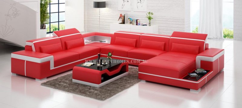 Fancy Homes Carrie modular leather sofa in red and white leather