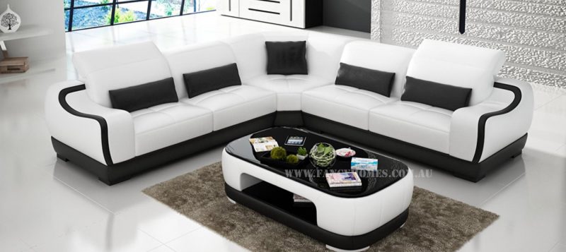 Fancy Homes Doreen-B corner leather sofa in white and black leather