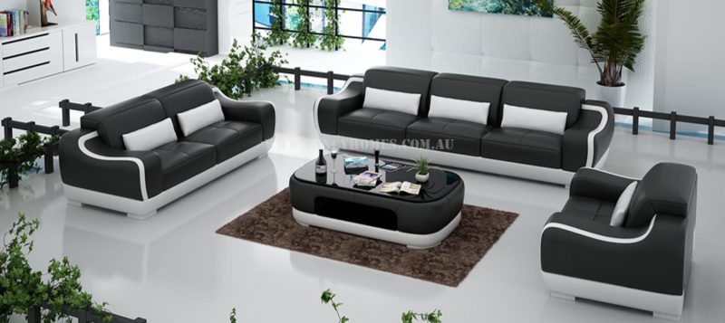 Fancy Homes Doreen-D lounges suites leather sofa in black and white leather