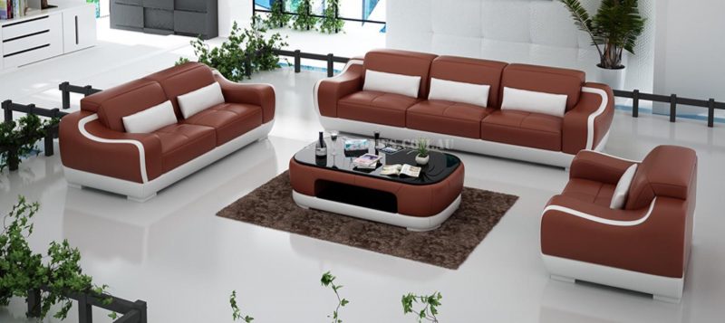 Fancy Homes Doreen-D lounges suites leather sofa in maroon and white leather