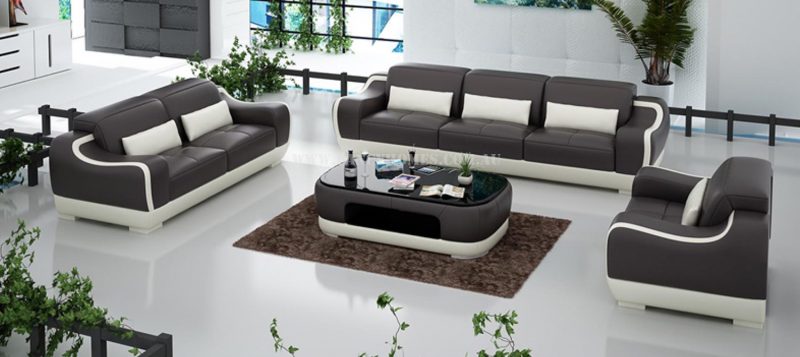 Fancy Homes Doreen-D lounges suites leather sofa in brown and white leather