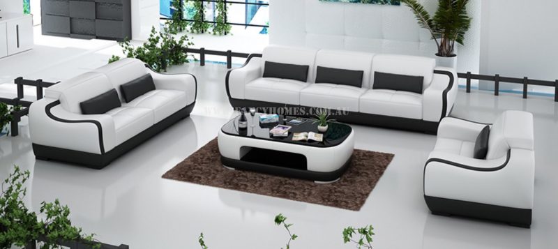 Fancy Homes Doreen-D lounges suites leather sofa in white and black leather