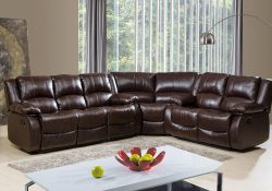 Fancy Homes Denver Recliner Leather Sofa in brown leather