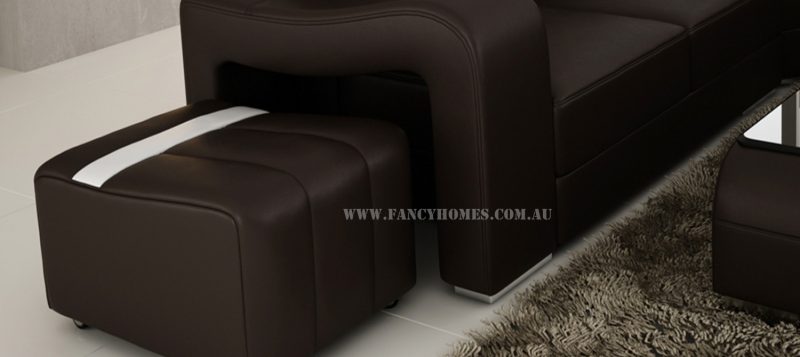 The unique armrest and removable ottoman from Fancy Homes Erika modular leather sofa