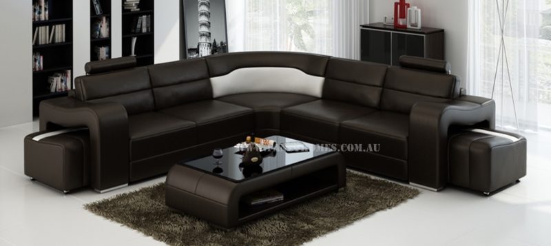 Fancy Homes Erika-B in brown and white leather with removable ottomans