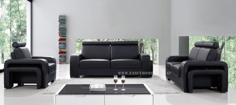 Fancy Homes Gemma lounges suites leather sofa in black leather