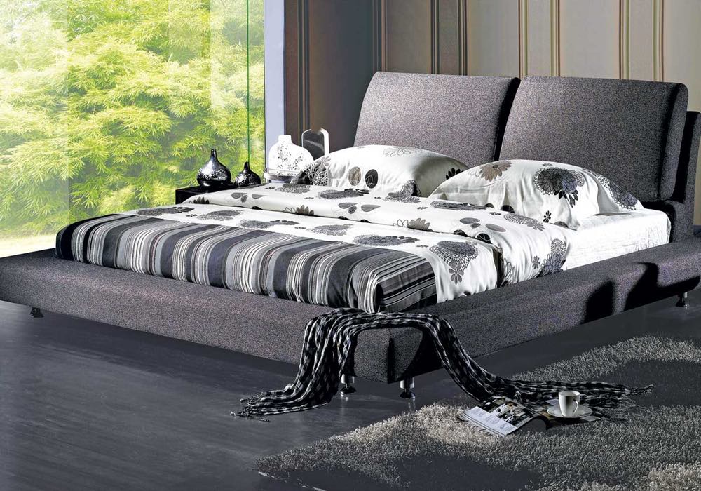 Grace Contemporary Fabric Bed Frame, Luxury Fabric King Bed Frame