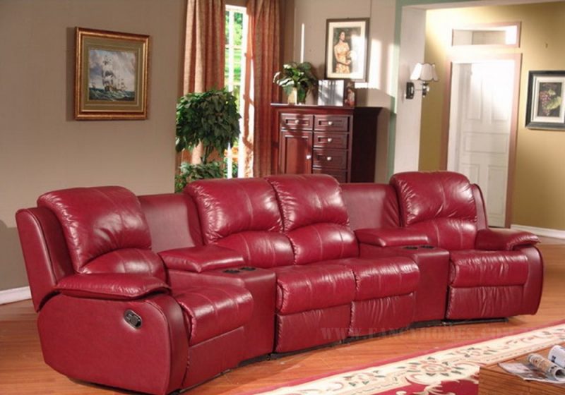 Fancy Homes Hugo Recliner Leather Sofa featuring storage consoles and cupholders