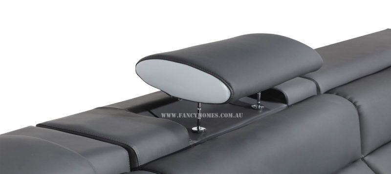 Fancy Homes Jolanda-B modular leather sofa features adjustable headrests