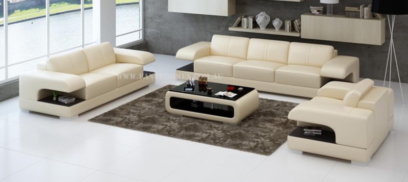 Fancy Homes Levita-D lounges suites leather sofa in beige and brown leather