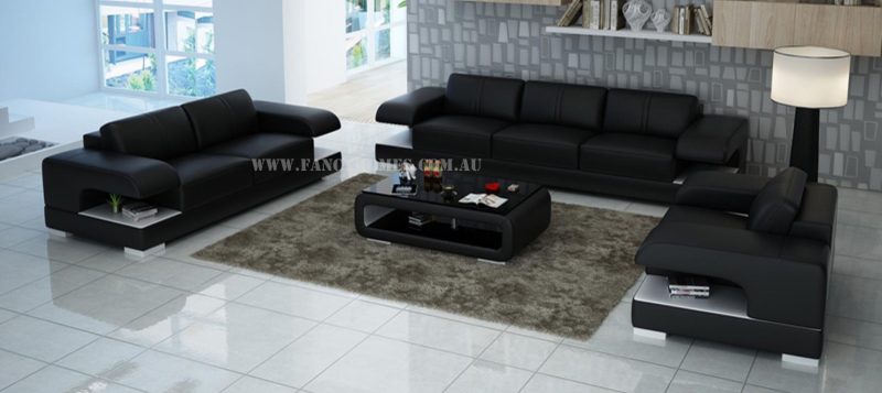 Fancy Homes Levita-D lounges suites leather sofa in black and white leather