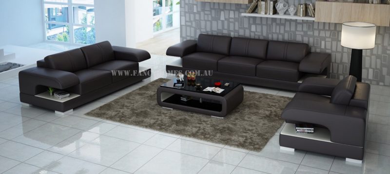 Fancy Homes Levita-D lounges suites leather sofa in brown and white leather