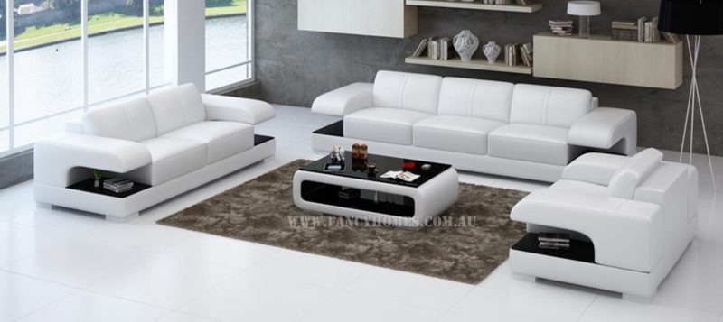 Fancy Homes Levita-D lounges suites leather sofa in white and black leather