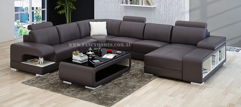 Fancy Homes Levita modular leather sofa in brown and white leather