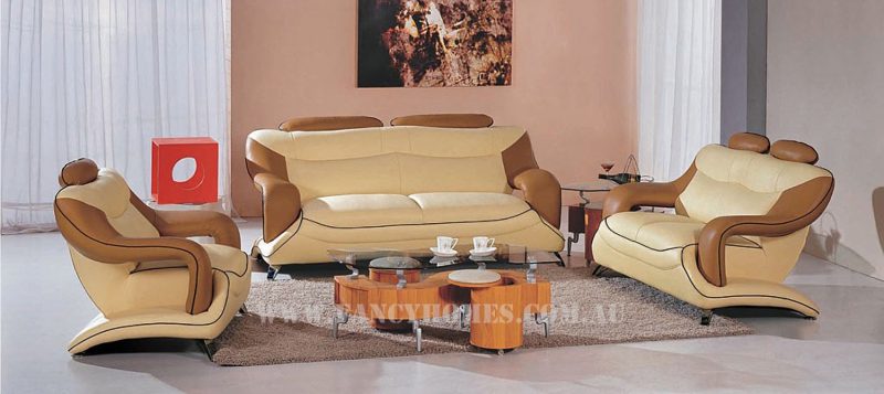 Fancy Homes Masarati lounges suites leather sofa in beige and cream leather