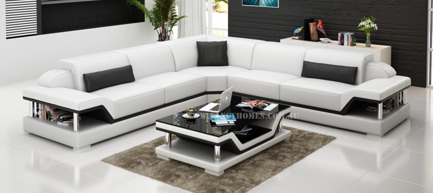 Buy Paxton-B Contemporary Corner Leather Sofa | Fancy Homes