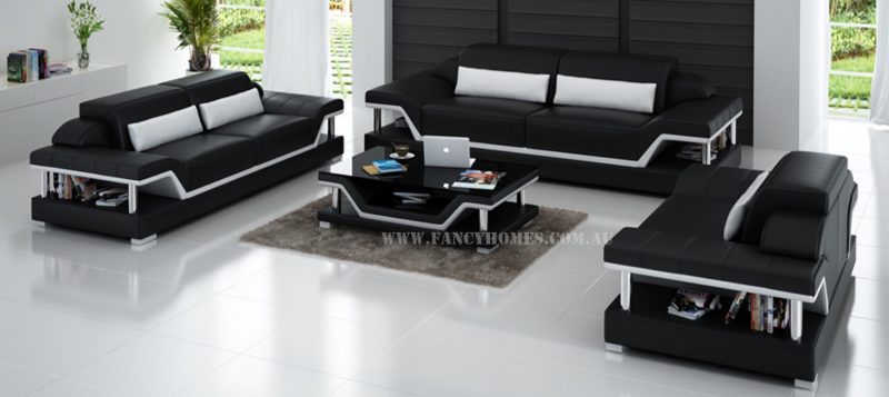 Fancy Homes Paxton-D lounges suites leather sofa in black and white leather