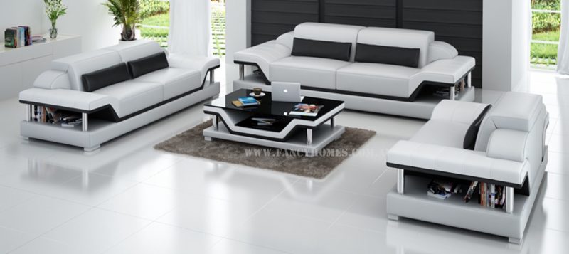 Fancy Homes Paxton-D lounges suites leather sofa in white and black leather