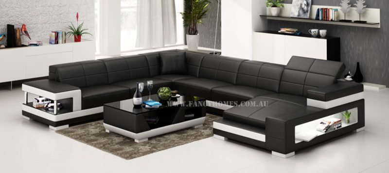 Fancy Homes Prima modular leather sofa in black and white leather