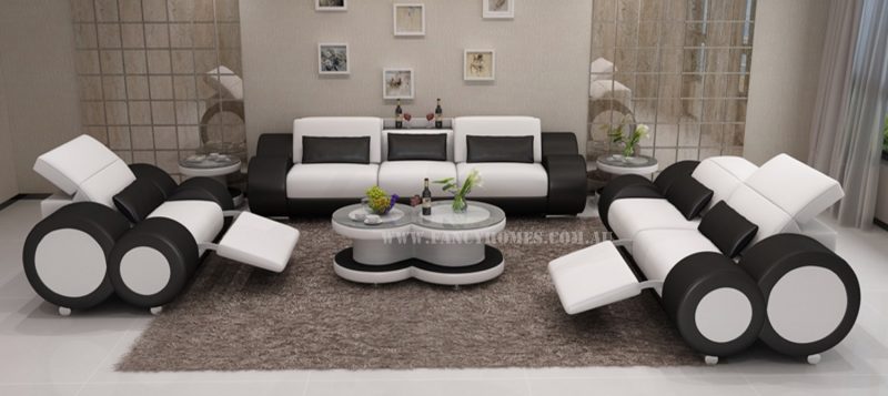 Fancy Homes Renata-E lounges suites leather sofa in white and black leather