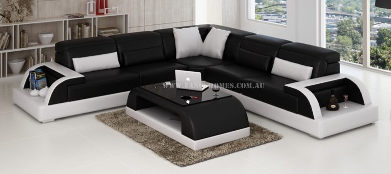 Fancy Homes Siena-B in black and white leather