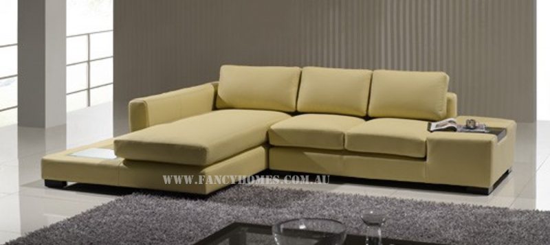 Fancy Homes Sonia-B chaise leather sofa in cream leather